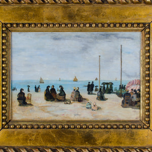 After Eugène Boudin - French Beach Scene, Oil on Canvas