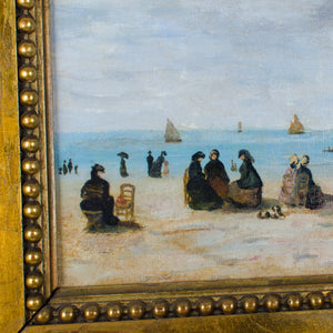 After Eugène Boudin - French Beach Scene, Oil on Canvas