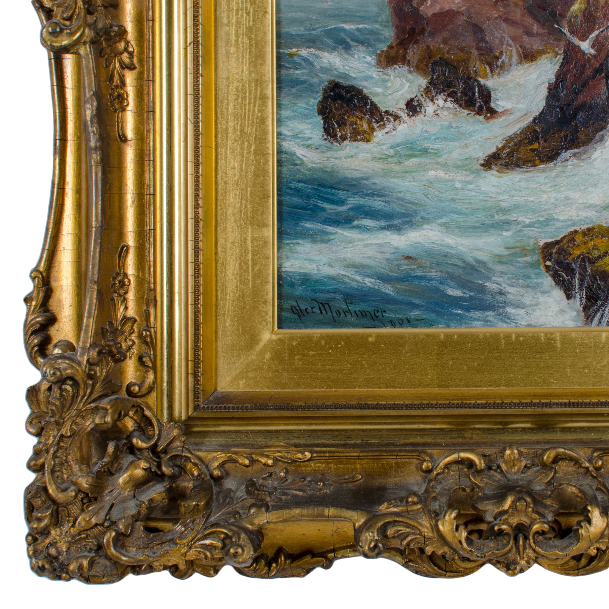 Alexander Mortimer - Rocky Coastal Views Oil Paintings - a Pair