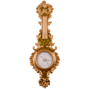 Louis XVI Giltwood Barometer/Thermometer Charles Biesse, Orleans, 18th Century