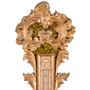 Louis XVI Giltwood Barometer/Thermometer Charles Biesse, Orleans, 18th Century