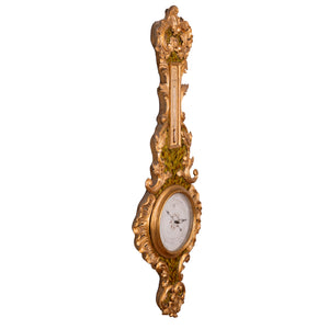 Louis XVI Giltwood Barometer/Thermometer Charles Biesse, Orleans, 18th Century