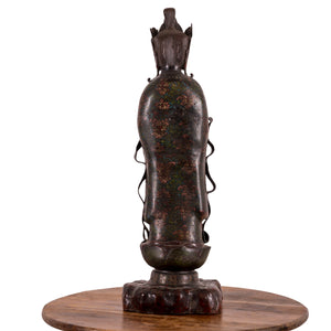 Japanese Meiji Champlevé Bronze Kannon Figure