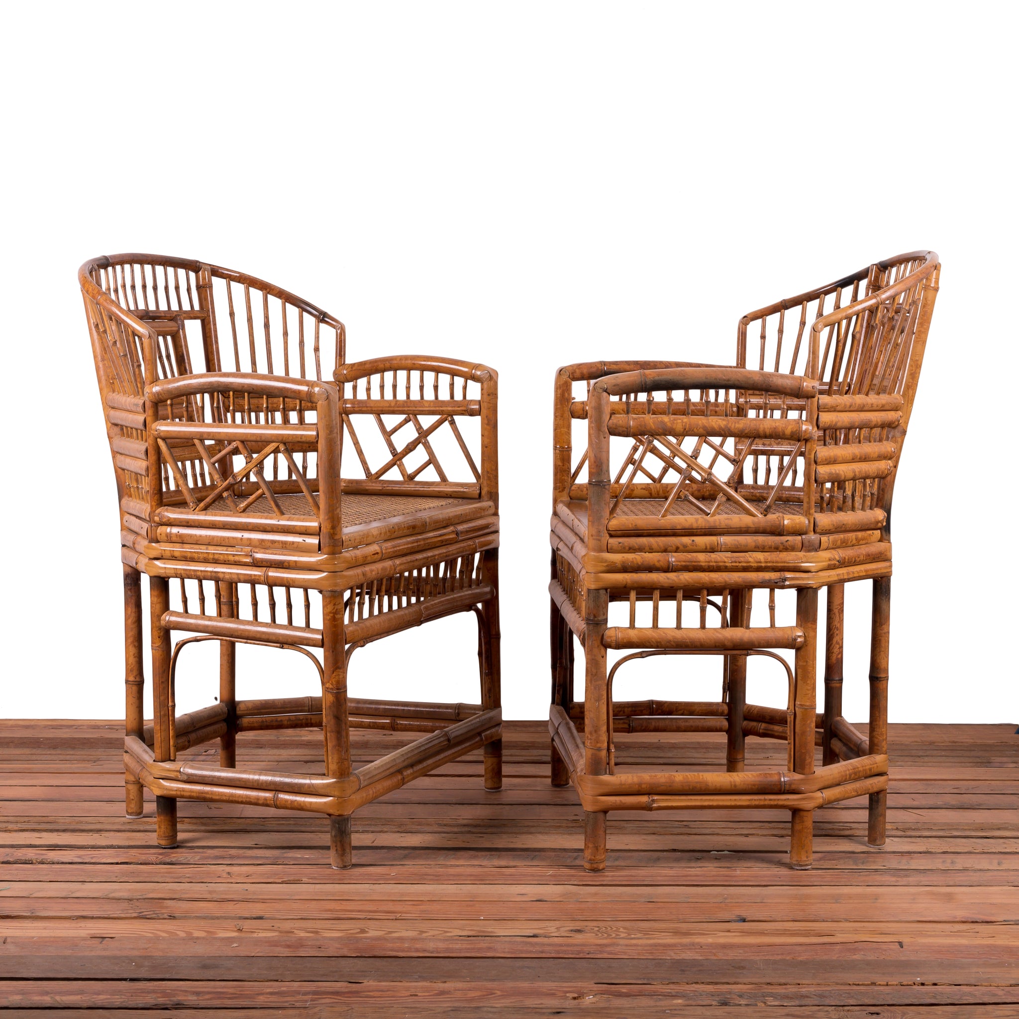 Brighton Bamboo Pavilion Chairs - A Pair