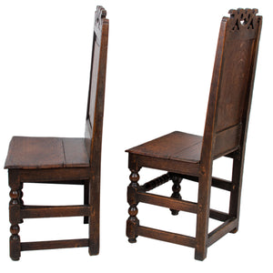 17th C. English Oak Wainscot Chairs - a Pair