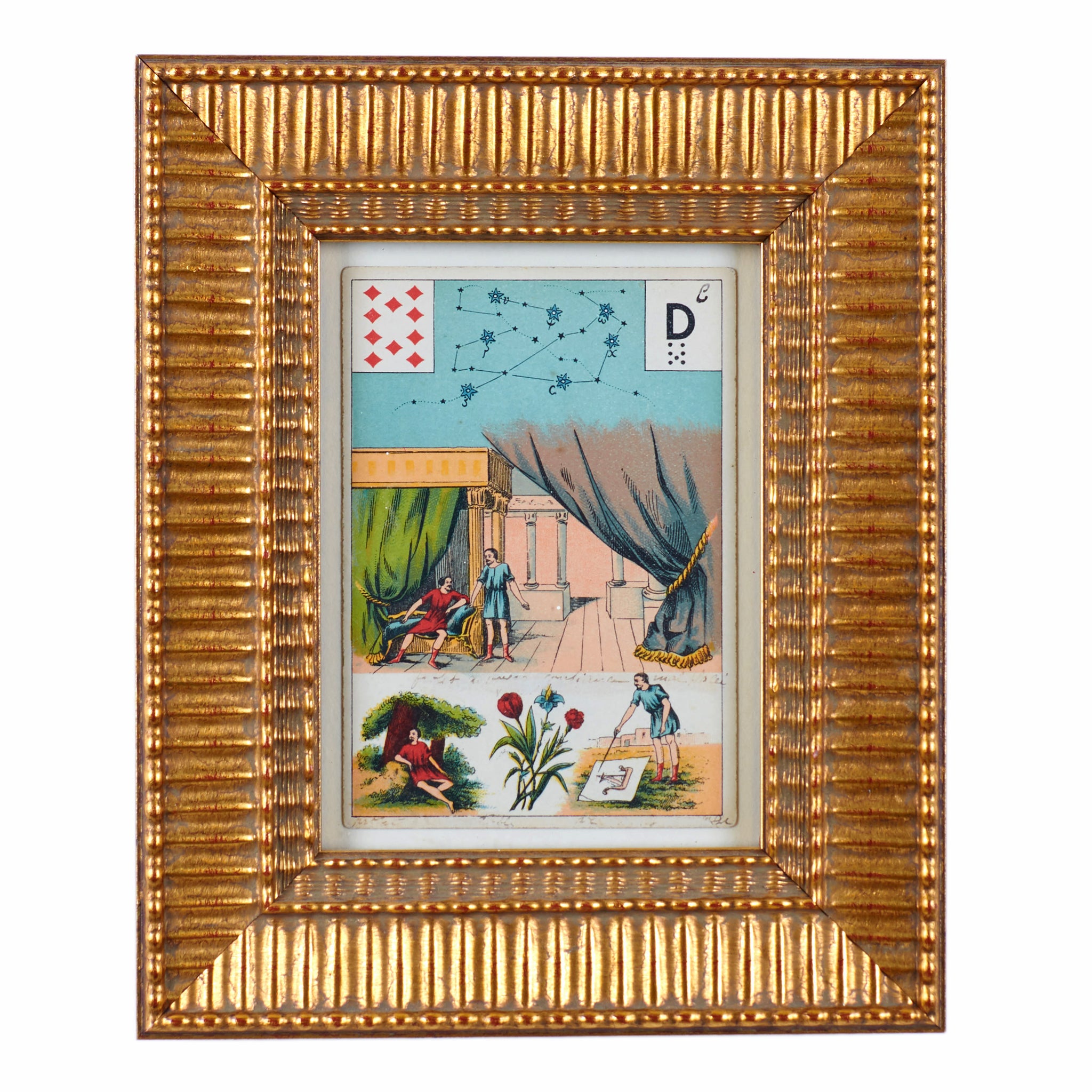 Grand Jeu Lenormand Tarot Cards c.1890s - Framed Set of 23