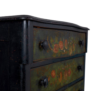 Victorian Polychrome Floral Painted Chest of Drawers