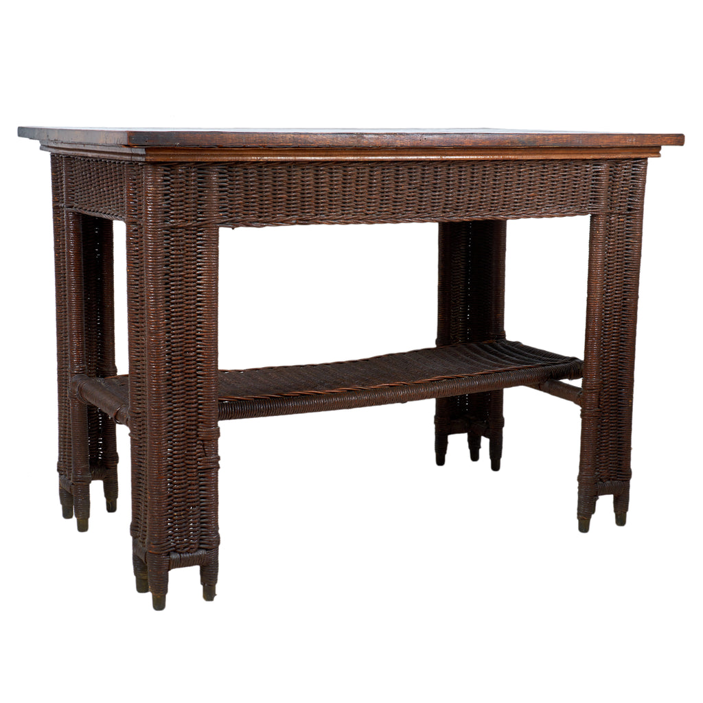 Arts & Crafts Wicker Library Table